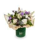 Flower box of roses and lisianthus